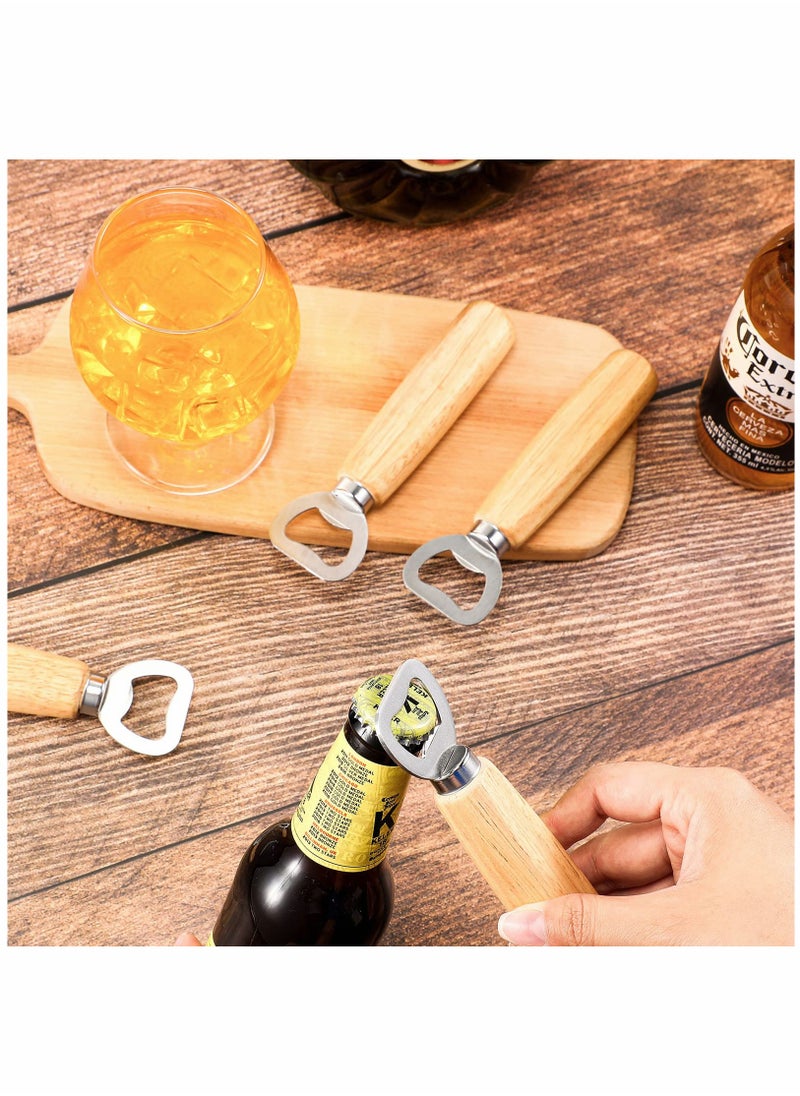 20-Piece Stainless Steel Bottle Opener Set with Wooden Handle - Engraved Bartender Gift for Weddings, Parties, Home, Kitchen, Bar, and Restaurant Use. Perfect for Beer, Cider, and Wine.