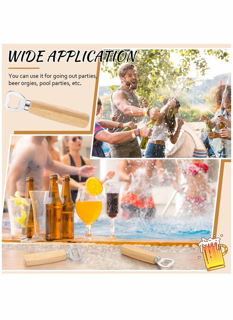 20-Piece Stainless Steel Bottle Opener Set with Wooden Handle - Engraved Bartender Gift for Weddings, Parties, Home, Kitchen, Bar, and Restaurant Use. Perfect for Beer, Cider, and Wine.