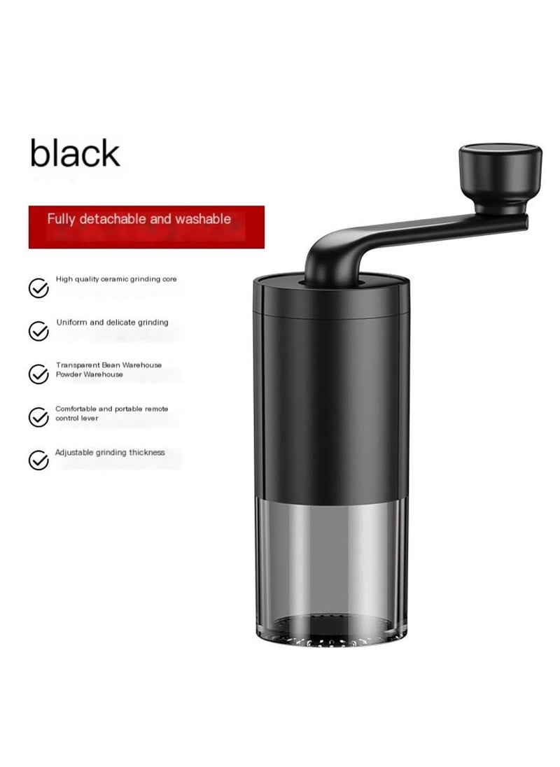 Manual Coffee Grinder, Portable Hand-cranked Coffee Grinder with Adjustable Settings, Small Household Coffee Utensil, Suitable for Home and Travel (Black)