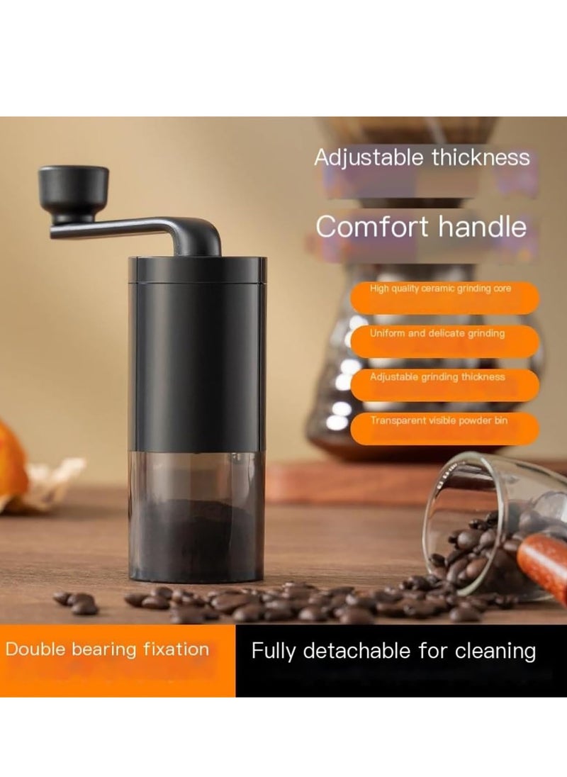 Manual Coffee Grinder, Portable Hand-cranked Coffee Grinder with Adjustable Settings, Small Household Coffee Utensil, Suitable for Home and Travel (Black)