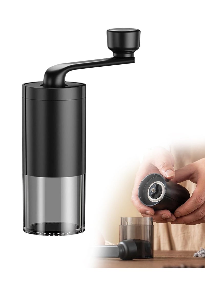 Manual Coffee Grinder, Portable Hand-cranked Coffee Grinder with Adjustable Settings, Small Household Coffee Utensil, Suitable for Home and Travel (Black)