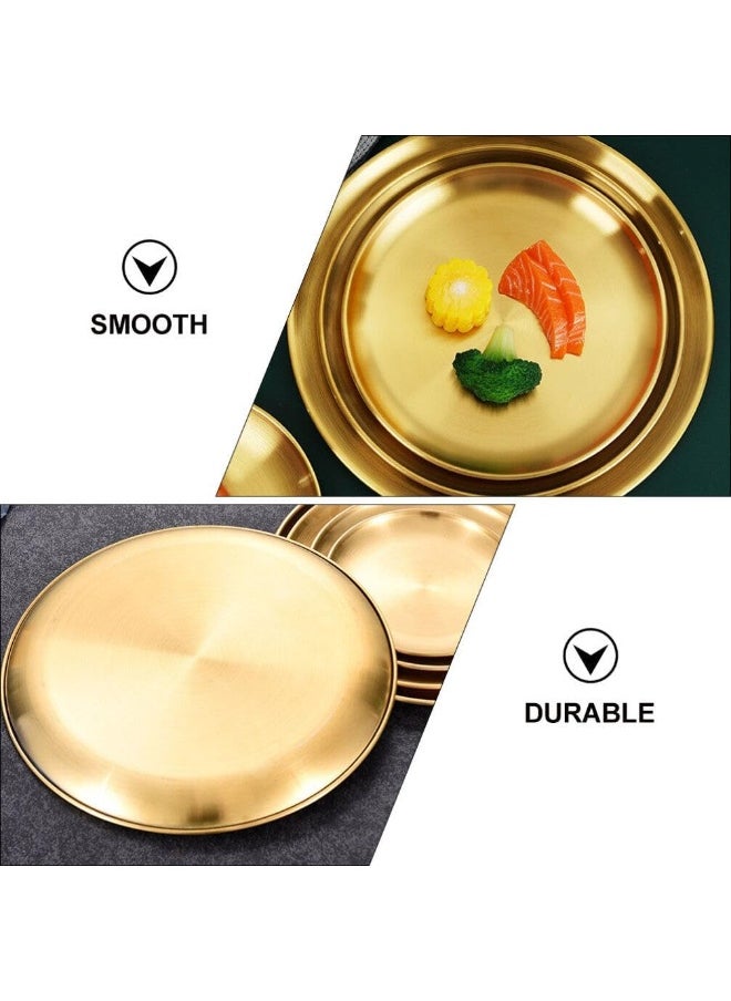 【 6-piece Set 】 304 Stainless Steel Plate | Fruit, Barbecue, Party Buffet Round Snack Platter | Dishwasher Safe and Rust proof Catering Accessories