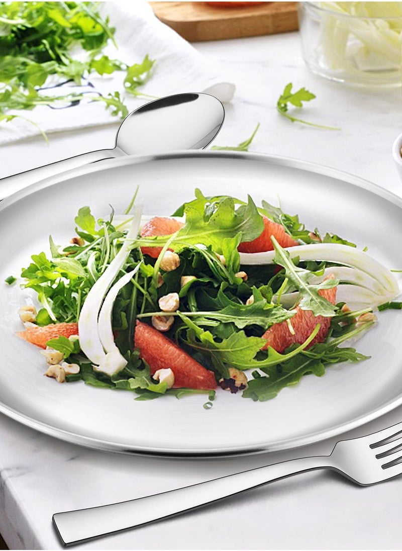6 Piece Stainless Steel Plates, 9 (Approx. 22.9cm) Durability Dinner Plate, Metal 304 Round Dessert Feeding Serving Salad Pizza Tray for Picnic Camping, Reusable, Dishwasher Safe