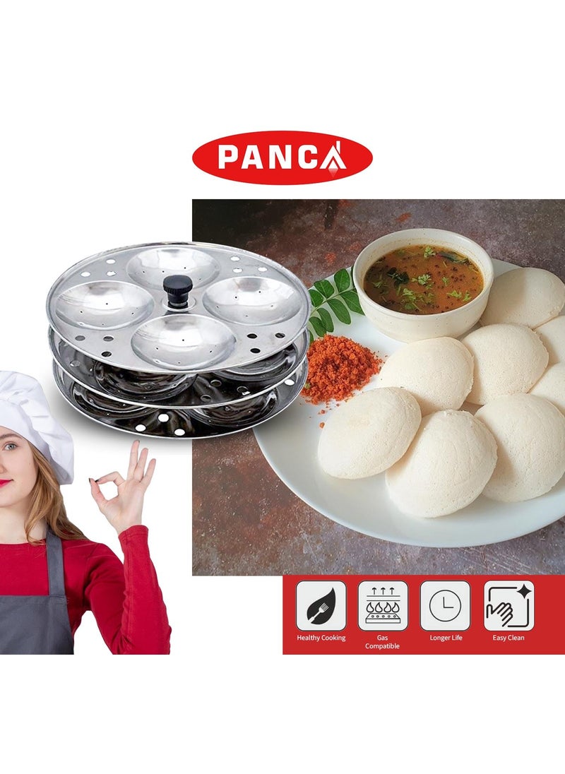 PANCA Stainless Steel Non Stick Idli Plates Idli Maker Idli Stand with Holes for Pressure Cooker 3 Plate