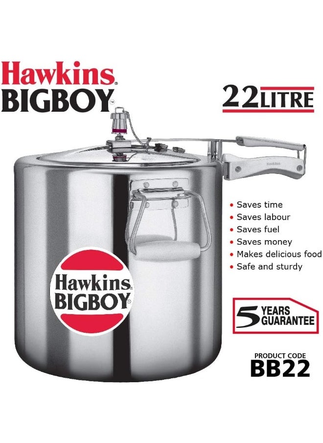 22 Liters Bigboy Aluminium Pressure Cooker With Inner Lid,Silver