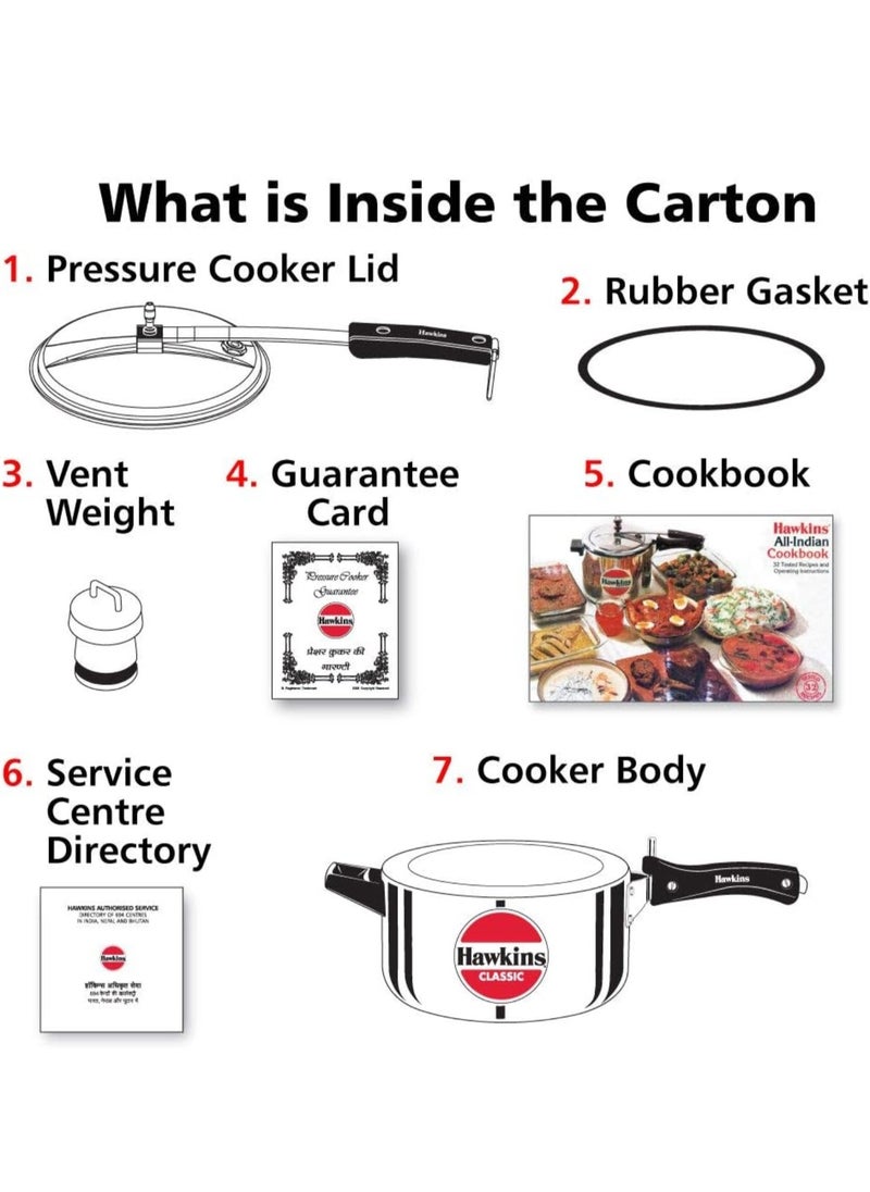 Classic Aluminium Inner Lid Pressure Cooker, 4 Litre, Silver (CL40)