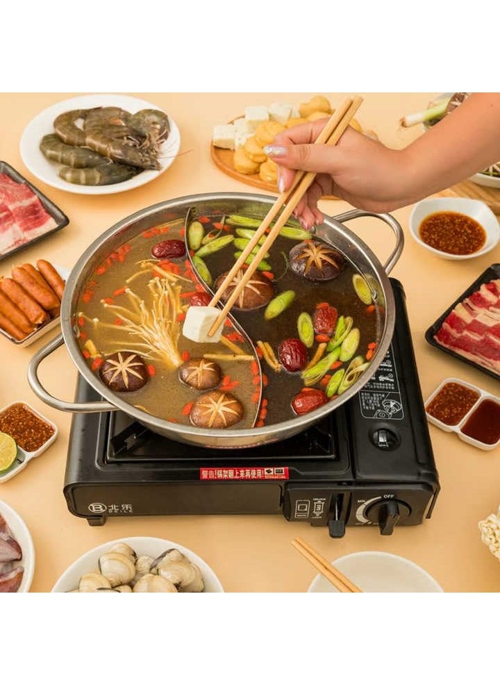 Mugath hot Pot with Divider Stainless Steel Hot Pot Mandarin Duck Nonstick Chinese Shabu Shabu Hot Pot Separation Induction Cooker Usable for Kitchen Induction Cooktop Gas Stove
