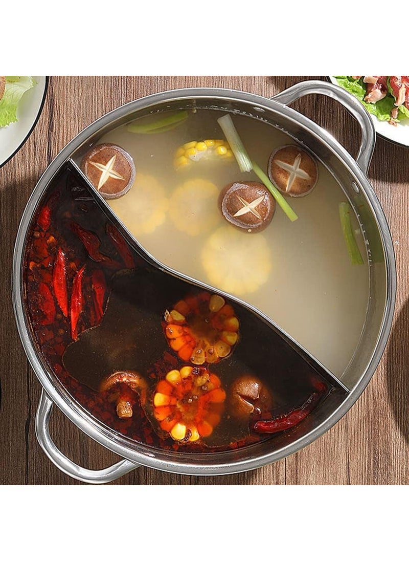 Ketumal 2 in 1 Shabu Shabu Divider Hot Pot with Glass LidStainless Steel TwoFlavor Soup PotRamen Cooker Hot Pot Soup Base Korean BBQ Multi Cooker Stainless Steel Pot1130 cm Pot with Divider