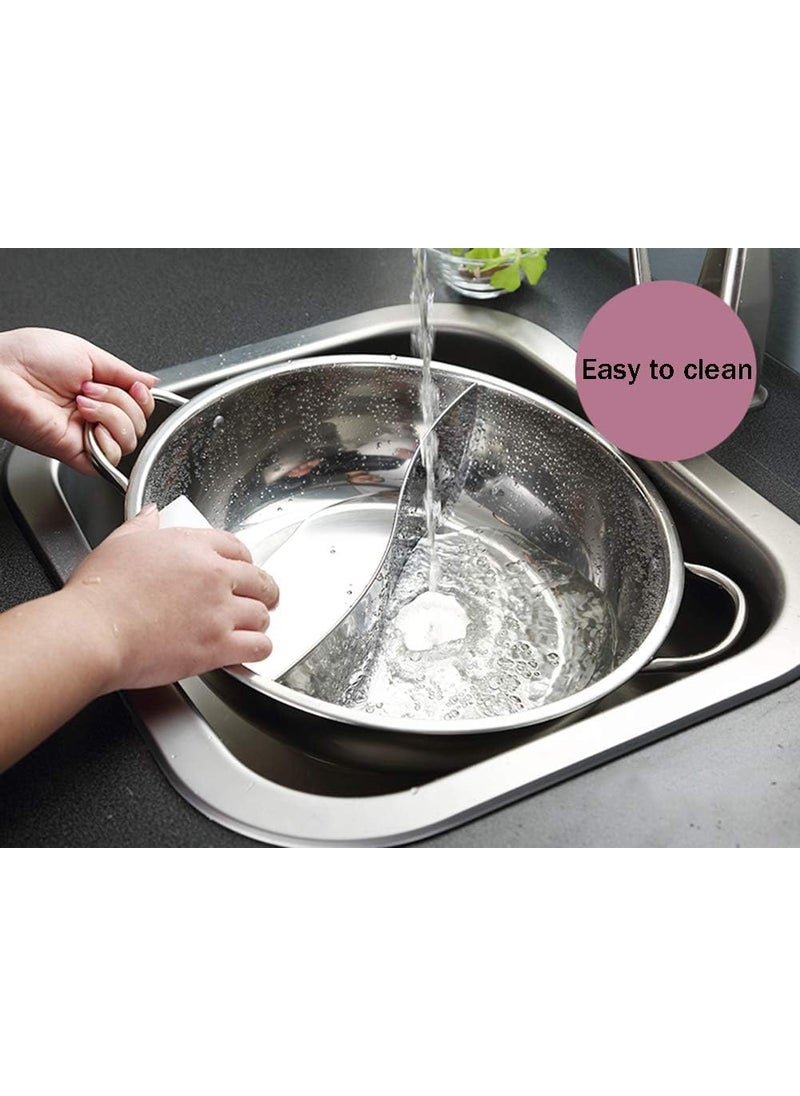Ketumal Steel Shabu Shabu Hot Pot Pot with Divider for Induction Cooktop Gas StoveTabletop TwoMeal Pot Enjoying Two Flavors at The Same TimeSoup PotWok pan 30cm with Cover