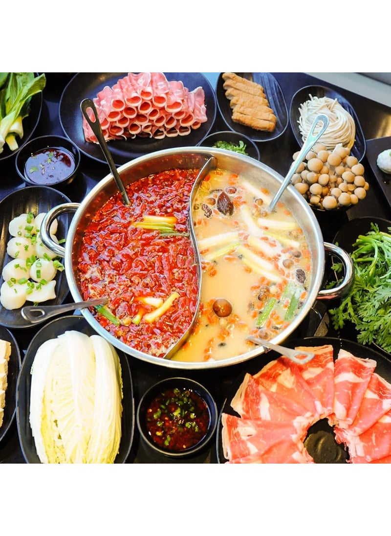 Mugath 304 Stainless Steel Hot Pot with Divider Pot with Glass Lid Food Grade Steel Hot Pot with Divider and Glass Lid Perfect for Shabu Shabu MultiPurpose Steel Cooking Pot