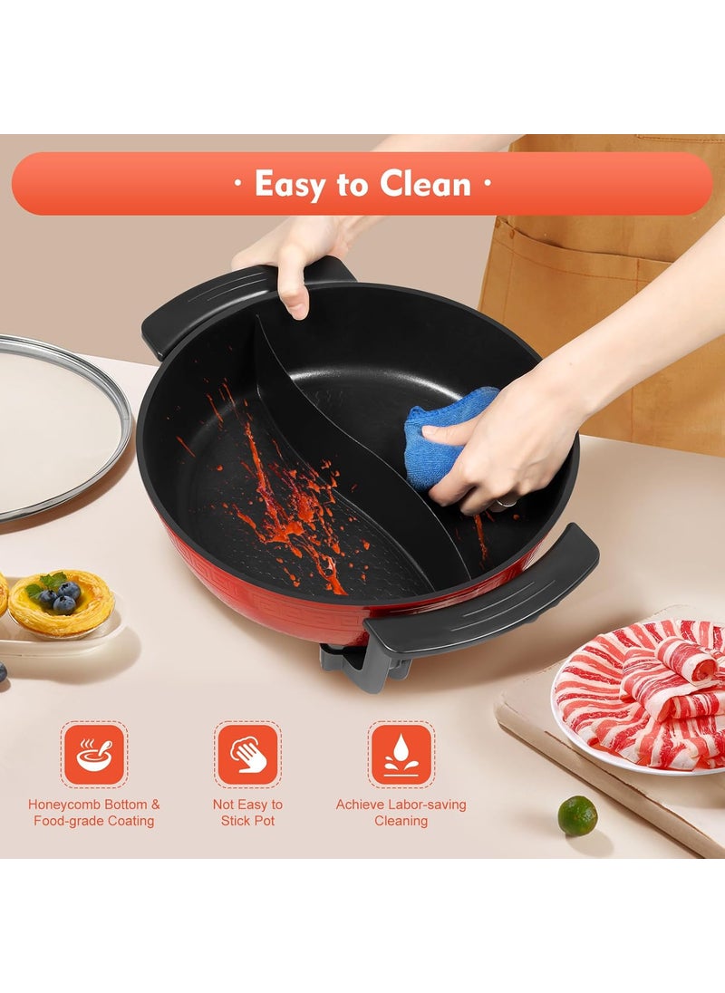 Ketumal Barbecue Integrated Hotpot Shabu Soup Hot Pot Divided Electric Mandarin Duck Nonstick Round Chafing Dish Chinese Fondue Cooking Fry Pan