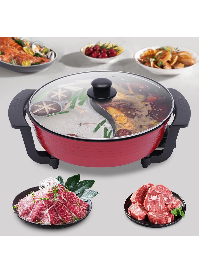 Ketumal Barbecue Integrated Hotpot Shabu Soup Hot Pot Divided Electric Mandarin Duck Nonstick Round Chafing Dish Chinese Fondue Cooking Fry Pan