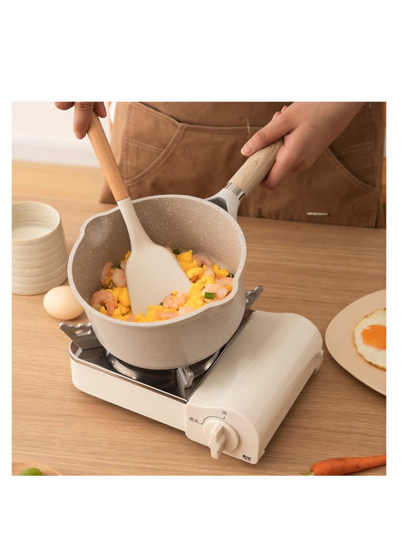 Saucepan with Lid 16cm/1.5L, Nonstick Milk Pan for Induction, Gas and Electric Hobs, Small Cooking Pot with Pour Spout