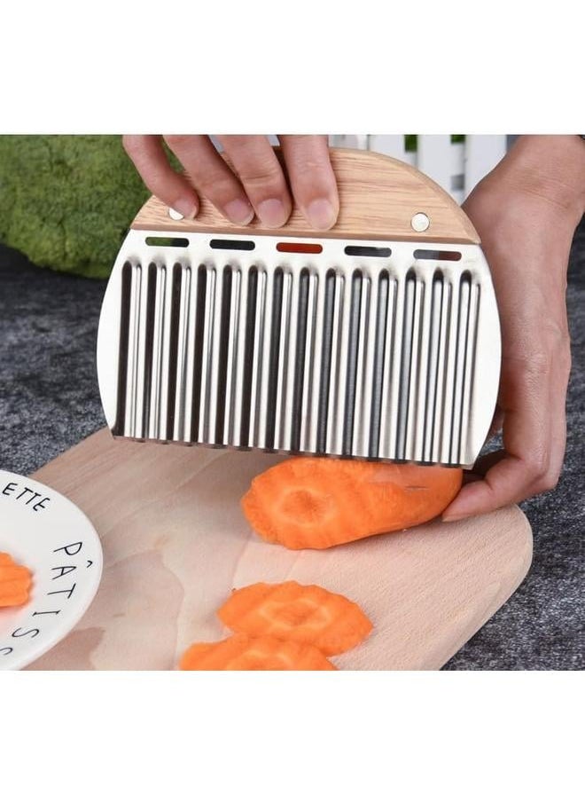 Stainless Steel Wave Cutter Potato Cutter for Potatoes, Crinkles, Chips and Fruits, Vegetable Blade with Wavy Edge for Vegetables