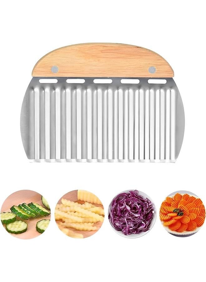 Stainless Steel Wave Cutter Potato Cutter for Potatoes, Crinkles, Chips and Fruits, Vegetable Blade with Wavy Edge for Vegetables