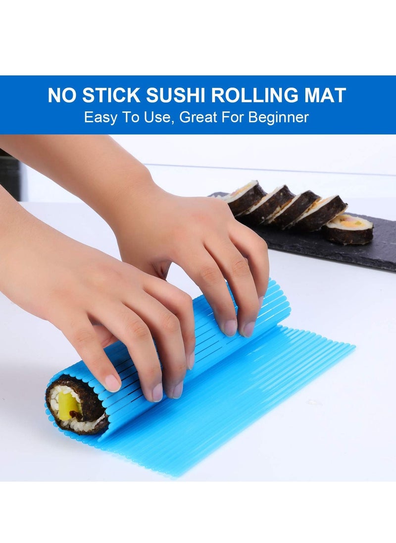 3 Pieces Kitchen Sushi Rolling Mat Non Stick Sushi Making Kit , Plastic Sushi Rolling Maker Homemade,,Durable Sushi Mat Roller for Home-Made DIY Sushi 8.27*9.16inch  (Red, Green and Blue)