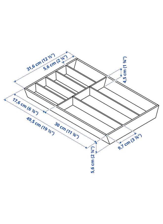 Cutlery tray, light bamboo, 32x50 cm