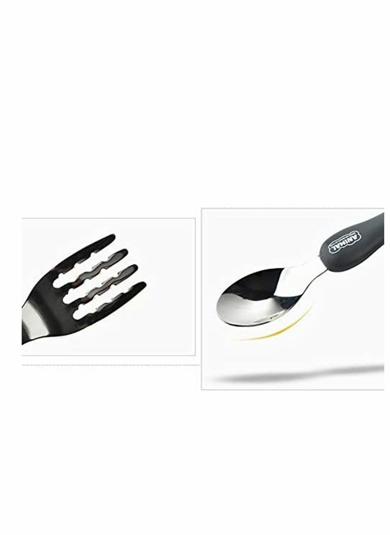 Toddler Utensils Set 3PCS Kids Cutlery Sets Children's Portable Tableware Spoon & Fork Set with Plastic Case 304 Stainless Steel BPA Free Dishwasher Safe (Chicken, Bear, Bunny)