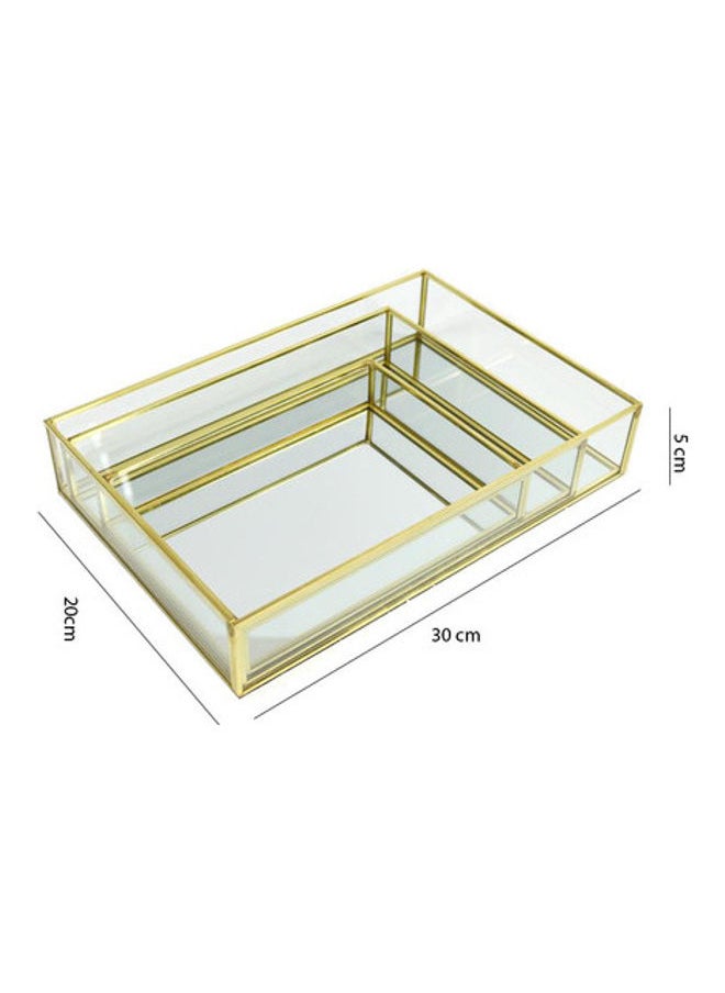 3-Piece Metal Glass Serving Trays Gold/Clear 30x20x5cm