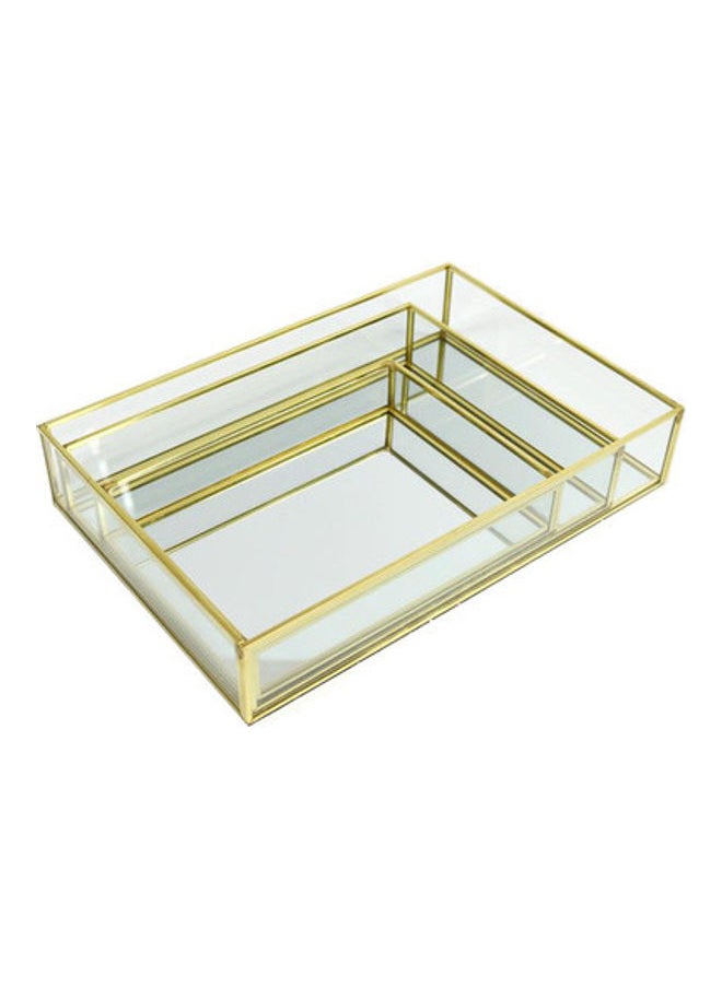 3-Piece Metal Glass Serving Trays Gold/Clear 30x20x5cm