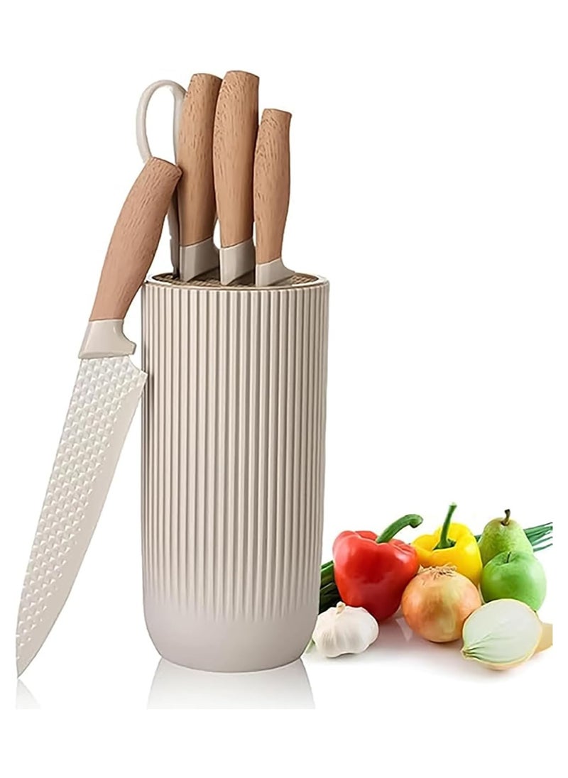 INFLUX Khaki Sharp Knife Set for Kitchen - Premium 6-Piece Stainless Steel Cutlery Set with Ergonomic Wood Handles, Ideal Cookware for Home Chefs and Kitchen Accessories
