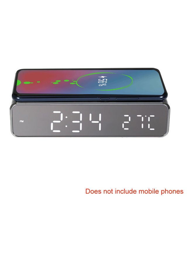 LED Desk Alarm Clock With Thermometer Silver