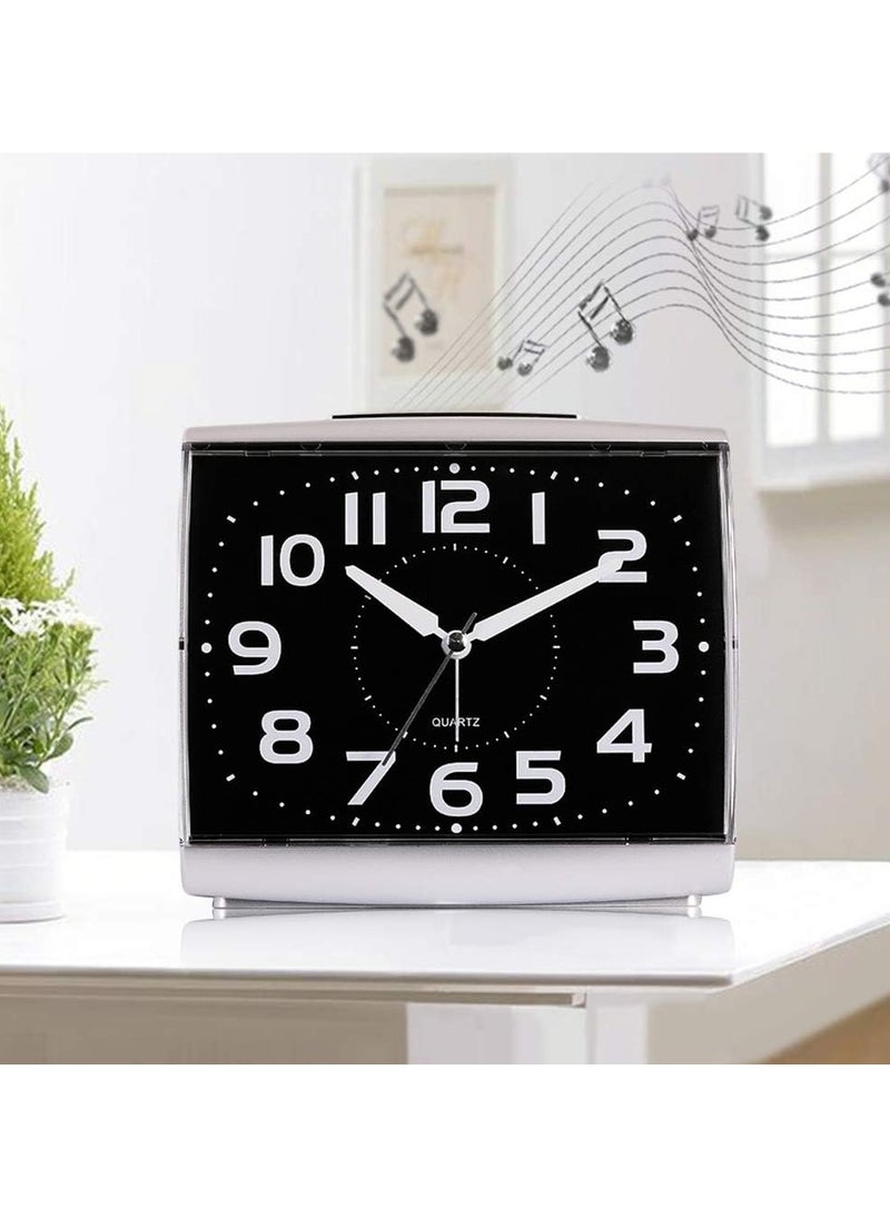 Analog Alarm Clock, Digital Alarm Clock for Bedrooms, Large Square Alarm Clock, Silent Movement, Silent Alarm Clocks Bedside, with Night Light, Non Ticking Table Clocks, No Batteries Included