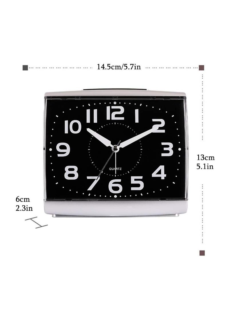 Analog Alarm Clock, Digital Alarm Clock for Bedrooms, Large Square Alarm Clock, Silent Movement, Silent Alarm Clocks Bedside, with Night Light, Non Ticking Table Clocks, No Batteries Included