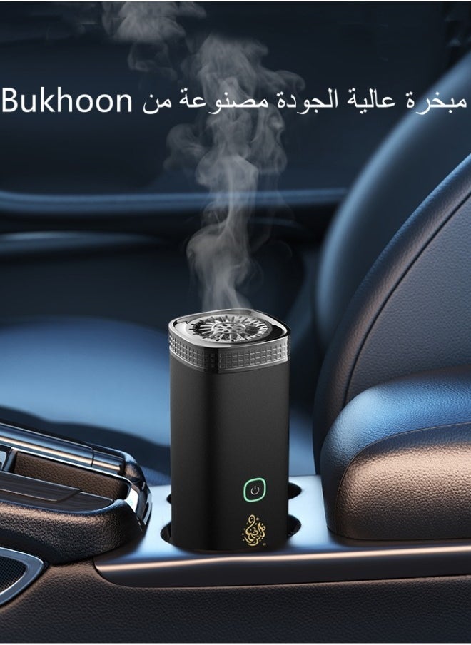 Electric Incense Burner Car Electric Incense Censer Portable USB Rechargeable Smart Electronic Arabic Incense Burner Holder for Car and  Home Use (Black)