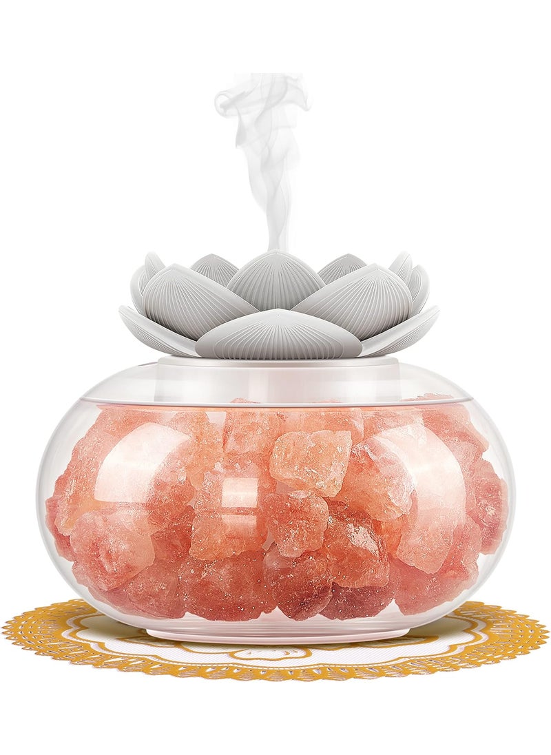 Essential Oil Diffusers Aromatherapy Diffuser: Vyaime Salt Lamp Diffuser for Home Bedroom Office, Pink Crystal Himalayan Cute Lotus Auto Shut-Off 7 Colors LED Night Light - VY1009