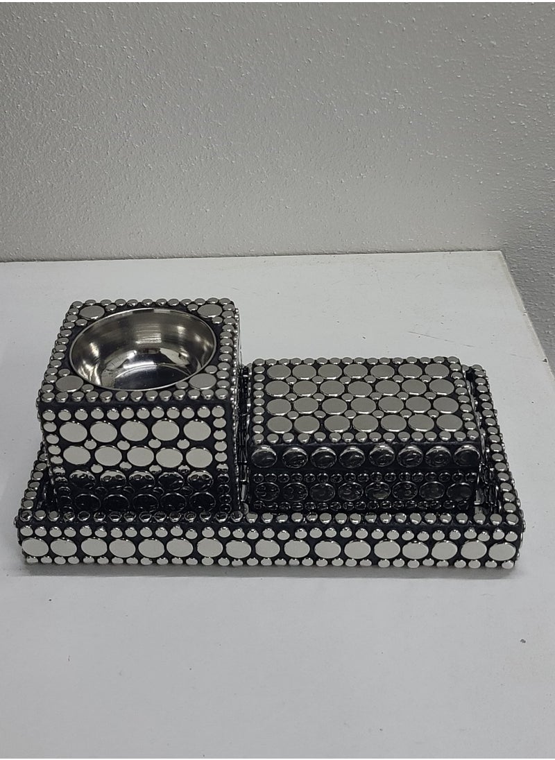 Elegant 3-piece incense burner set, made in India