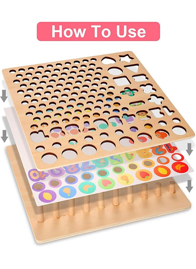 Wooden Nail Board Toys Digital Jigsaw Puzzle Montessori Toys Children's Magnetic Fishing Game Beads Count Shape Sorting Game