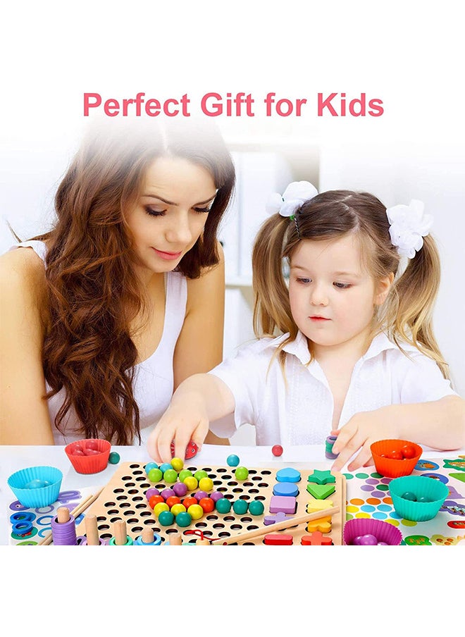 Wooden Nail Board Toys Digital Jigsaw Puzzle Montessori Toys Children's Magnetic Fishing Game Beads Count Shape Sorting Game