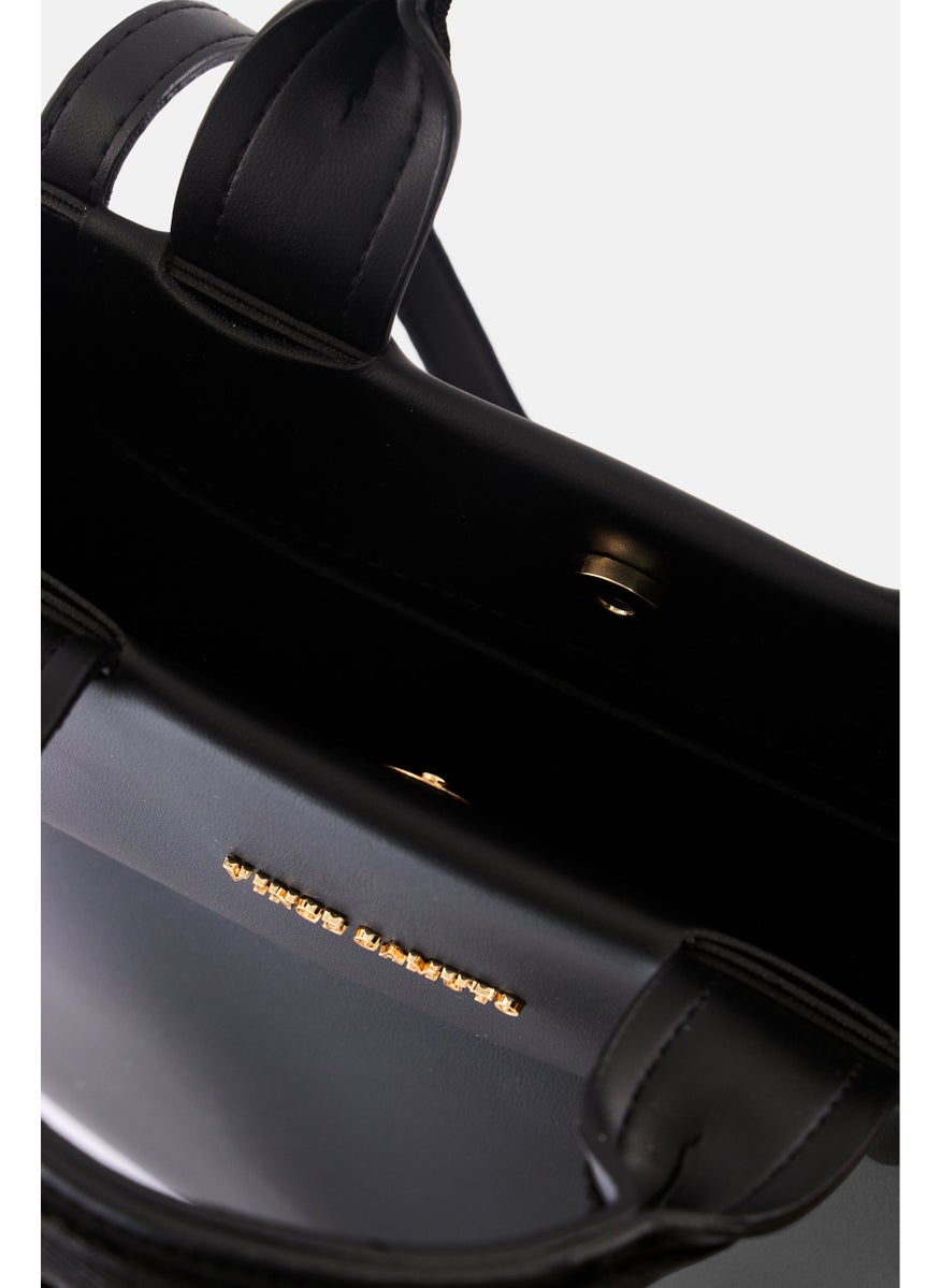 Women Brand Logo Tote Bag 27  H x 36 L x 12 W cm, Black