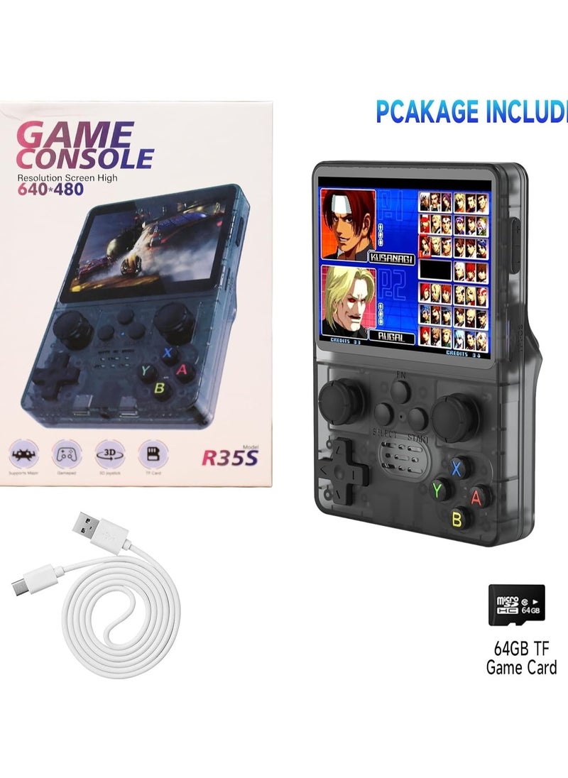 Retro Handheld Gaming Console, Portable Pocket Gaming Console, 3.5-inch IPS Screen, 64G TF Card, Built-in 15+ Emulators and 5000+ Classic Games, Video Gaming Console with Linux OS and 3500mAh Battery