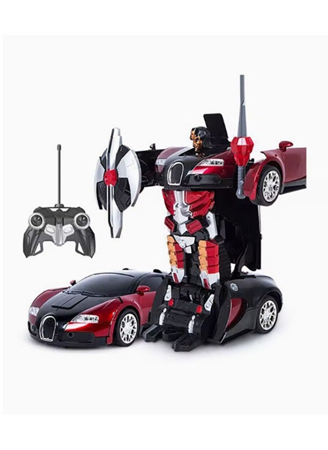 Children's Remote Control Car Robot Transformation Toy Boy Girl Toy Gift Robot Intelligent Car (Red)