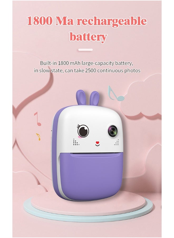 Kids Camera, 1080P Instant Printing Dual Camera, Photo Video, 2.4 Inch IPS LCD Screen, Built-in 1800mAh Battery, TF Card, Birthday Festival Gift for Kids