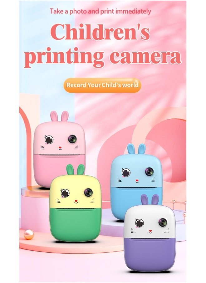 Kids Camera, 1080P Instant Printing Dual Camera, Photo Video, 2.4 Inch IPS LCD Screen, Built-in 1800mAh Battery, TF Card, Birthday Festival Gift for Kids