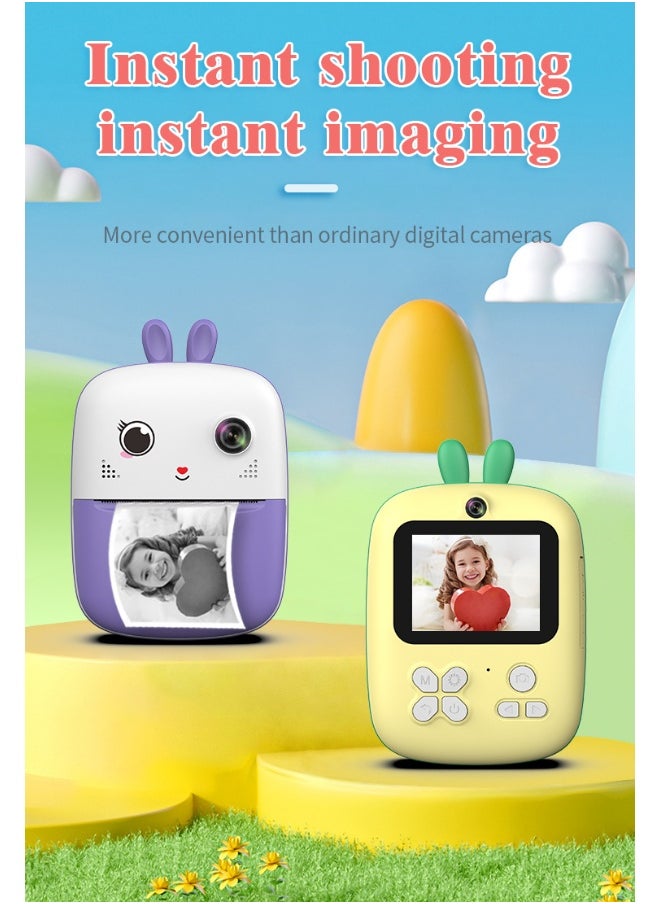 Kids Camera, 1080P Instant Printing Dual Camera, Photo Video, 2.4 Inch IPS LCD Screen, Built-in 1800mAh Battery, TF Card, Birthday Festival Gift for Kids