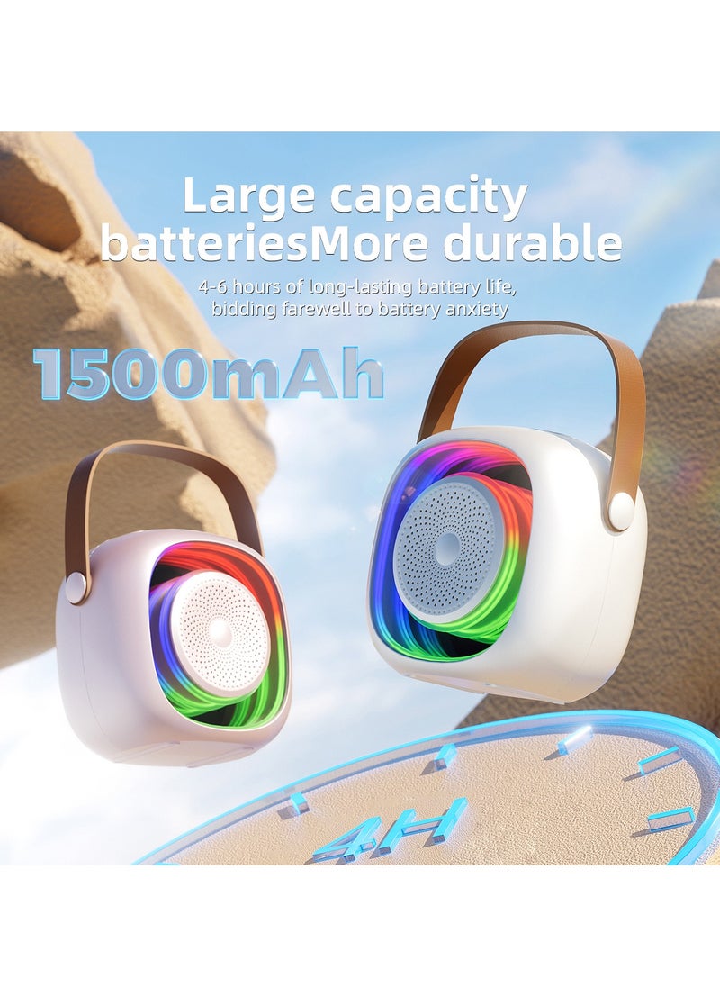Karaoke Bluetooth Speaker with 2 Wireless Mic,Mini Portable Bluetooth Speaker with Microphone,Colorful Ambient Light for Family Gatherings and Entertainment