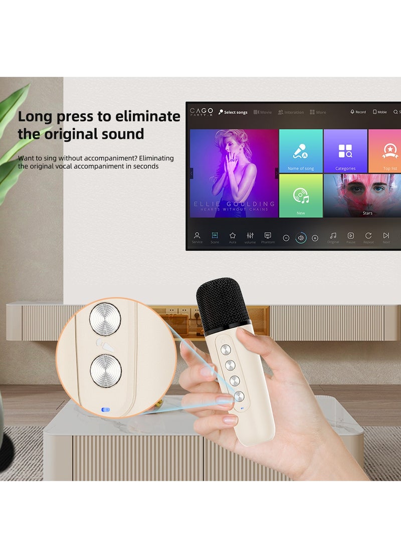 Karaoke Bluetooth Speaker with 2 Wireless Mic,Mini Portable Bluetooth Speaker with Microphone,Colorful Ambient Light for Family Gatherings and Entertainment
