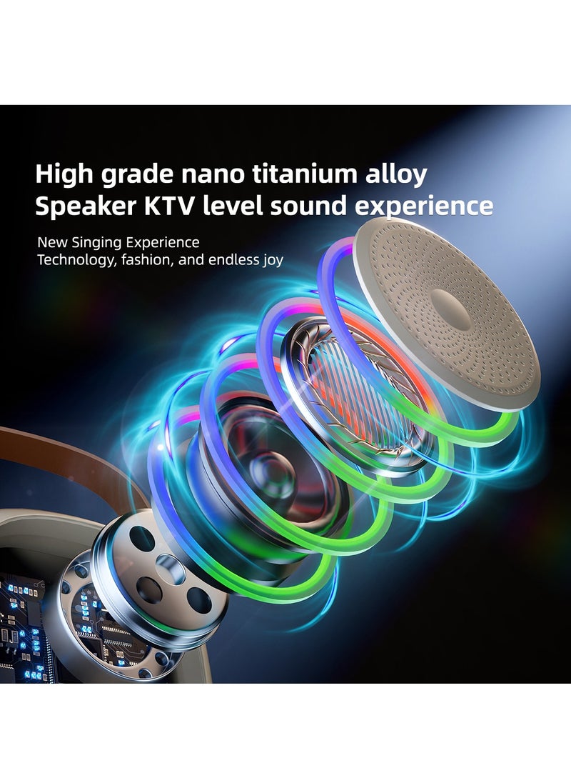 Karaoke Bluetooth Speaker with 2 Wireless Mic,Mini Portable Bluetooth Speaker with Microphone,Colorful Ambient Light for Family Gatherings and Entertainment