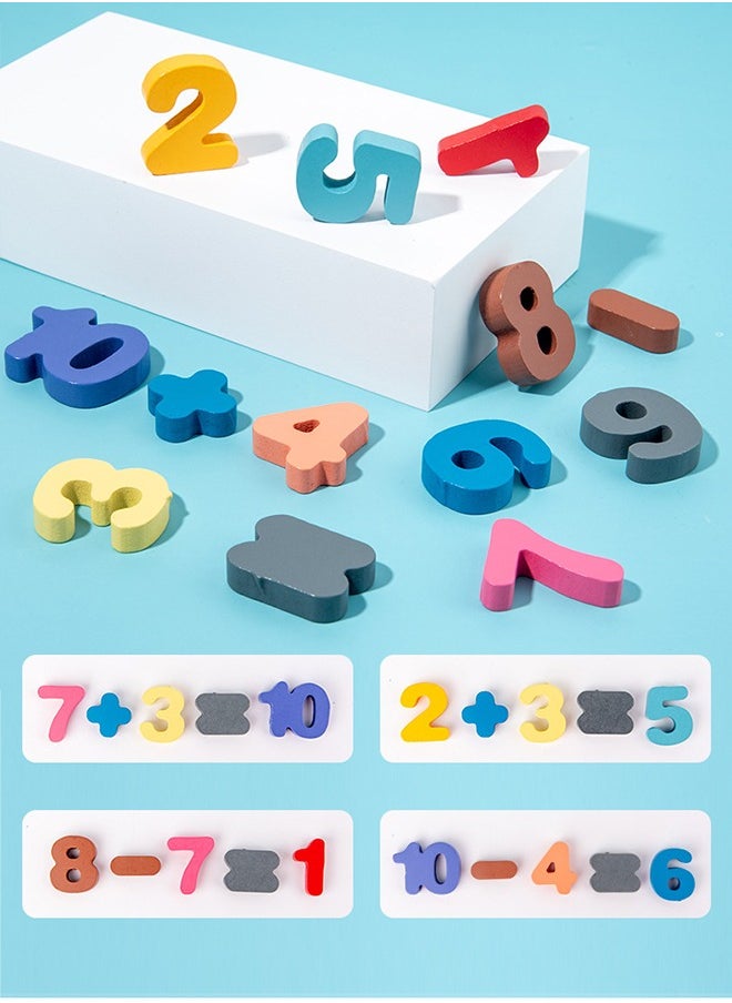 Wooden Number Puzzle for Toddlers, Match Board Math Game Early Learning Toys Color Shape Sorting Number Counting Preschool Education Best Gift for 3-6 years Old Boy and Girl