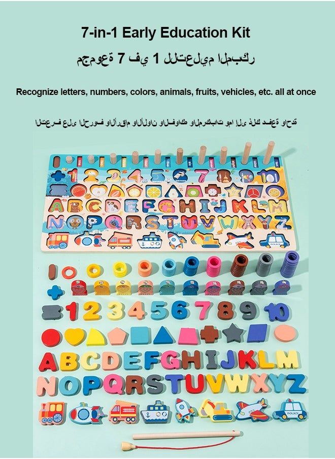 Wooden Number Puzzle for Toddlers, Match Board Math Game Early Learning Toys Color Shape Sorting Number Counting Preschool Education Best Gift for 3-6 years Old Boy and Girl