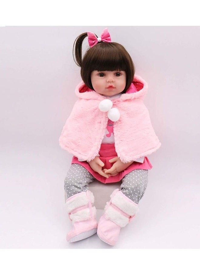 Realistic Reborn Baby, Girl Doll Soft Silicone Full Body Gift, 48cm Handmade Cute Doll for 3 Years Old