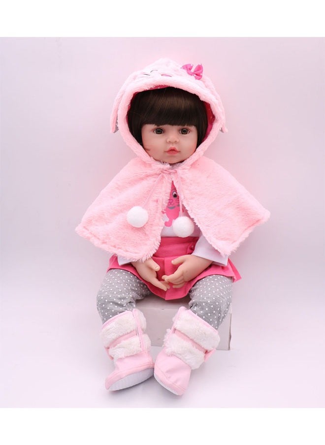 48cm Baby Doll with Lifelike Silicone Body,Pink Cute Gift Toy for Girls over Three Years Old