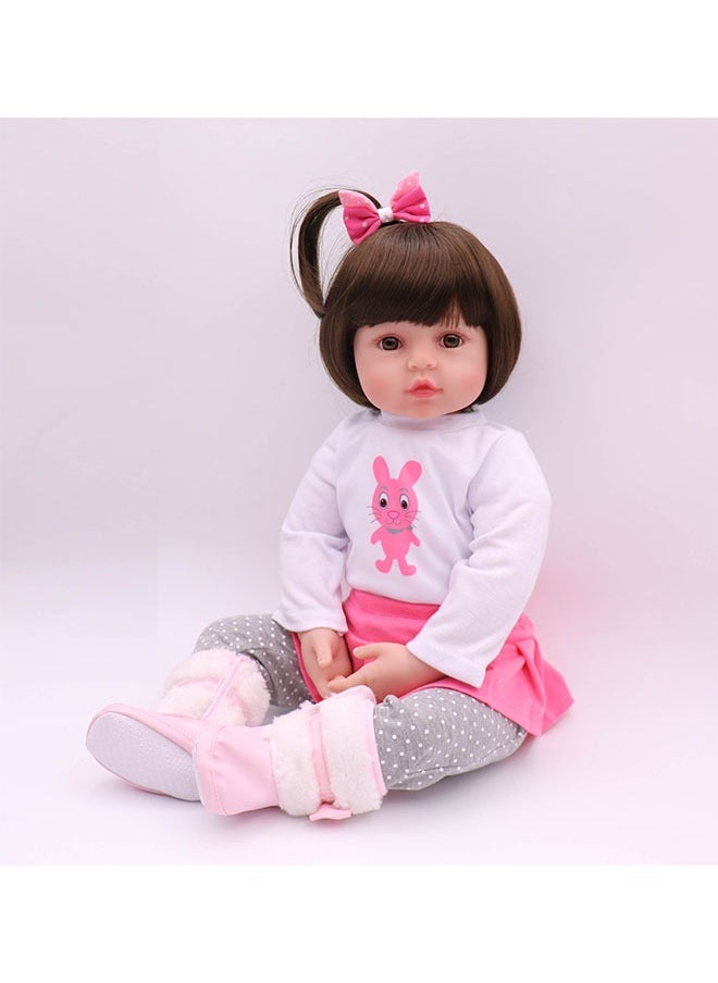 48cm Baby Doll with Lifelike Silicone Body,Pink Cute Gift Toy for Girls over Three Years Old