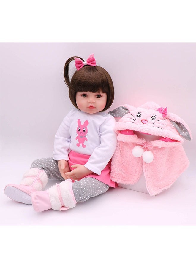 48cm Baby Doll with Lifelike Silicone Body,Pink Cute Gift Toy for Girls over Three Years Old