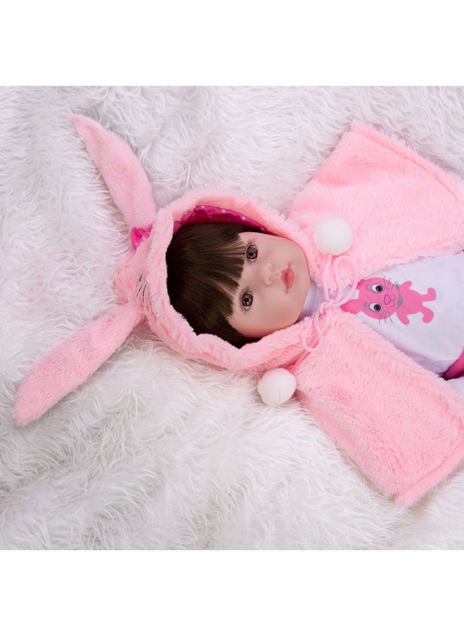 48cm Baby Doll with Lifelike Silicone Body,Pink Cute Gift Toy for Girls over Three Years Old