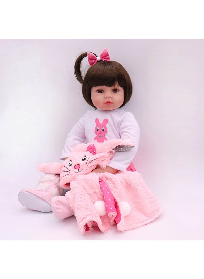 48cm Baby Doll with Lifelike Silicone Body,Pink Cute Gift Toy for Girls over Three Years Old